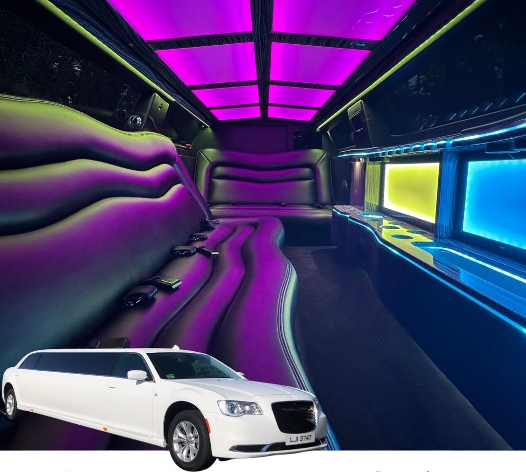 Classic, white stretch limousine
