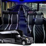 36 passenger, black shuttle bus