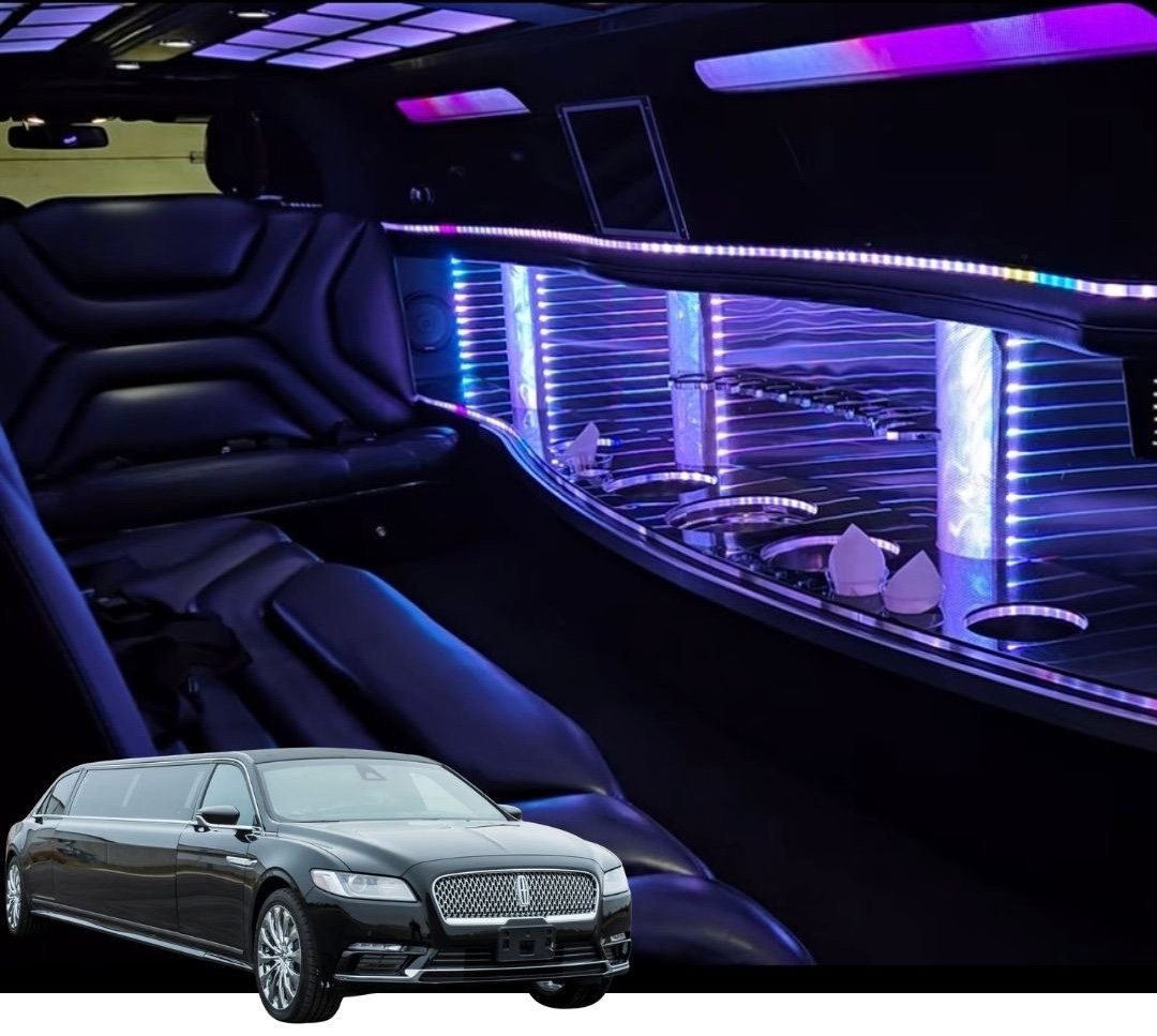 Black, continental stretch limousine