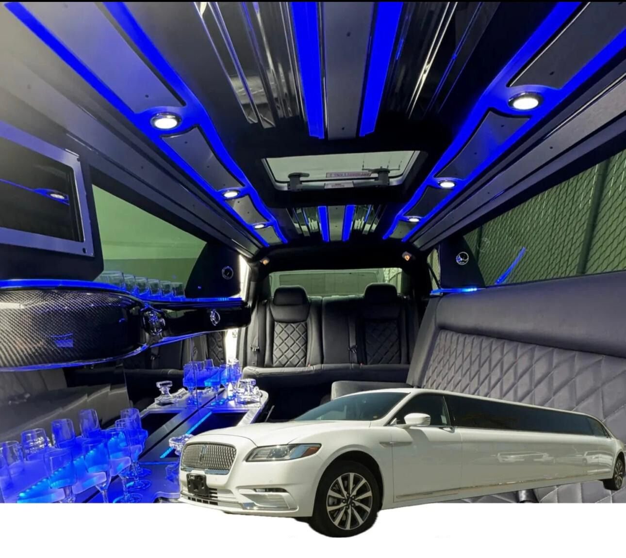 White, continental stretch-limousine
